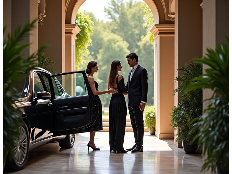 Elegant VIP welcome service at a luxury resort, greeted by concierge